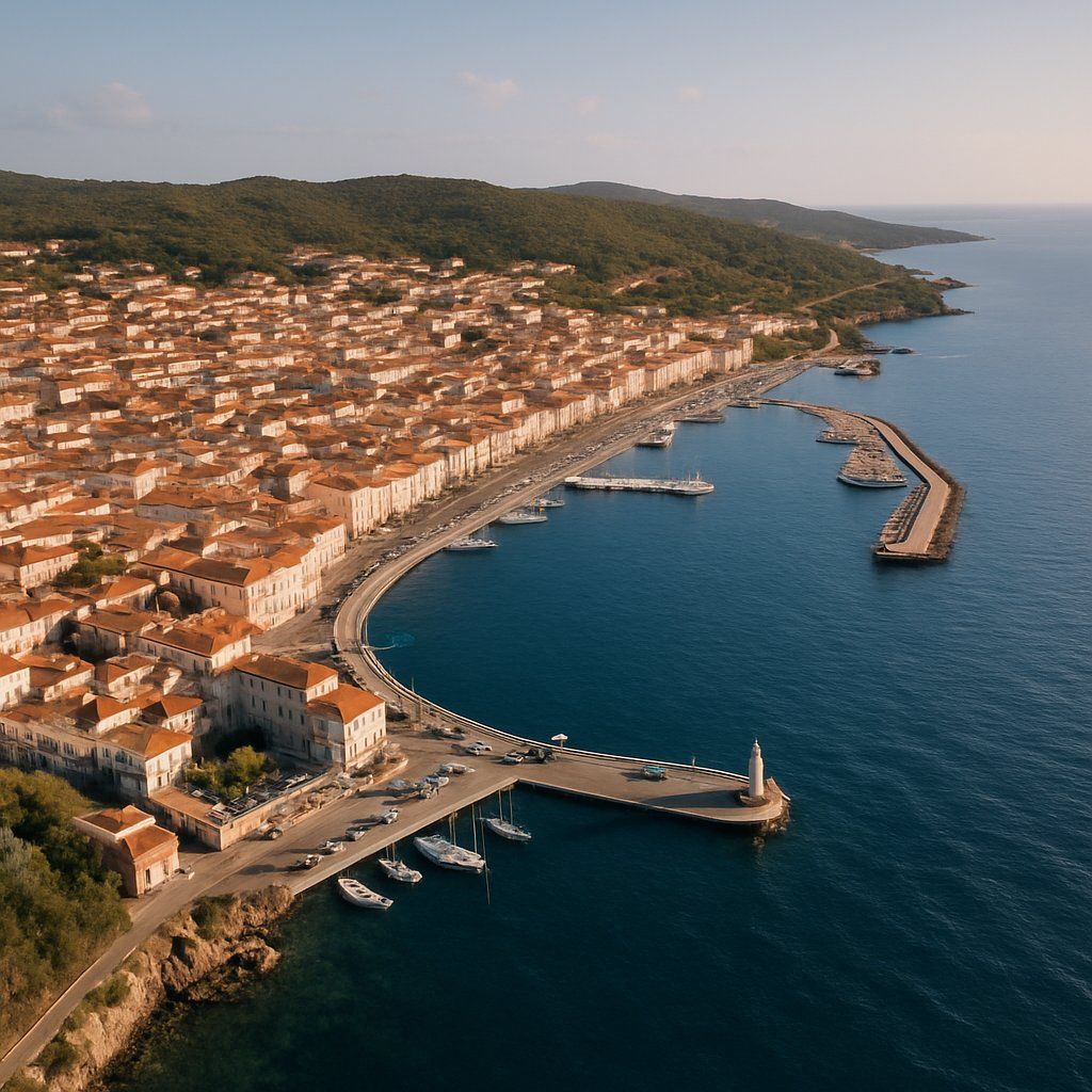 Carloforte, Isola Di San Pietro, Sardinia Cruise Port - overhead view of the Carloforte itinerary stop located in the Europe - Mediterranean cruising region