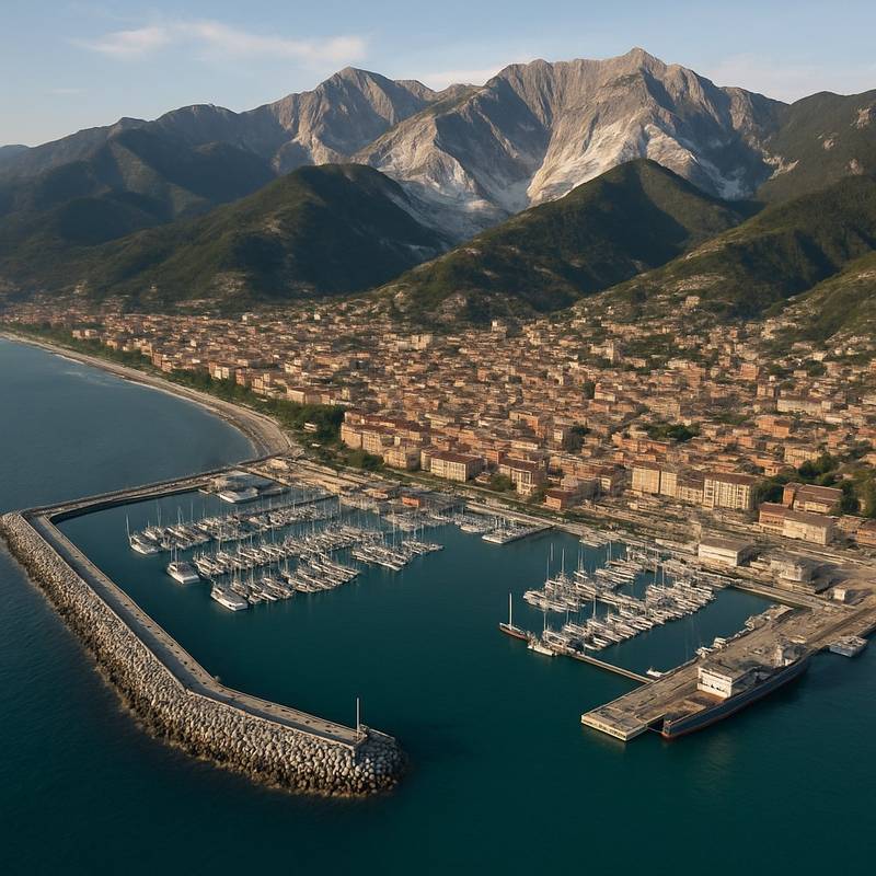 Carrara, Italy Cruise Port - overhead view of the Carrara itinerary stop located in the Europe - Mediterranean cruising region