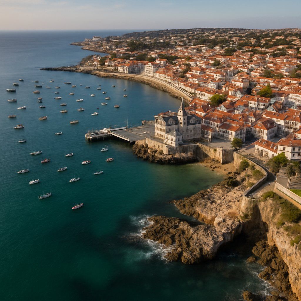 Cascais, Portugal Cruise Port - overhead view of the Cascais itinerary stop located in the Europe - Western Europe cruising region
