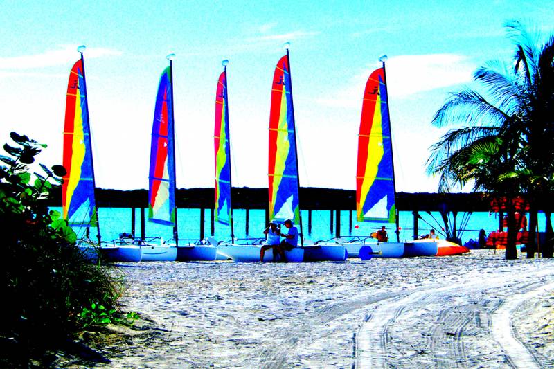 Castaway Cay (Disney Private Island) Cruise Port - overhead view of the Castaway Cay itinerary stop located in the Caribbean - Bahamas cruising region