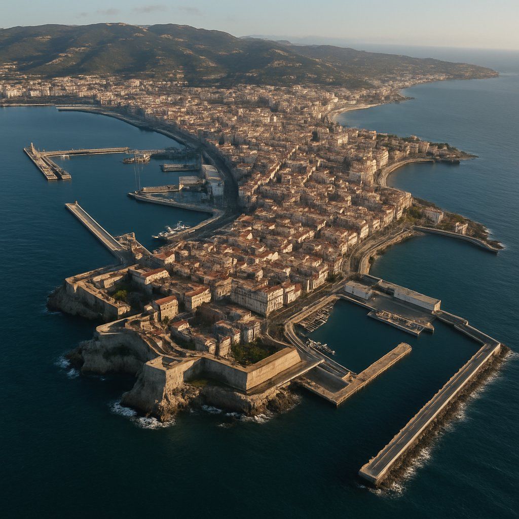 Ceuta, Spain Cruise Port - overhead view of the Ceuta itinerary stop located in the Europe - Western Europe cruising region