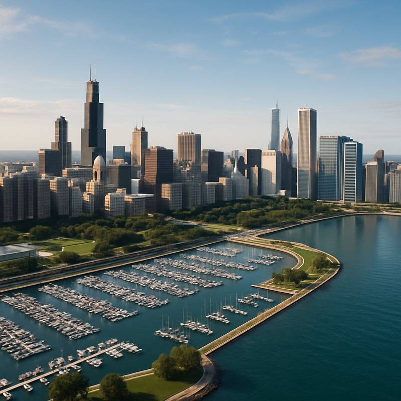 Chicago, Illinois Cruise Port - overhead view of the Chicago itinerary stop located in the River Cruises - United States cruising region