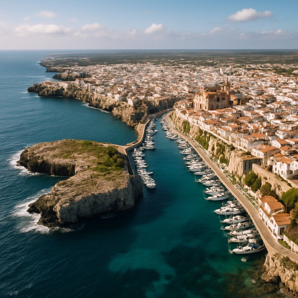 Ciutadella, Menorca, Balearic Islands Cruise Port - overhead view of the Ciutadella itinerary stop located in the Europe - Western Europe cruising region