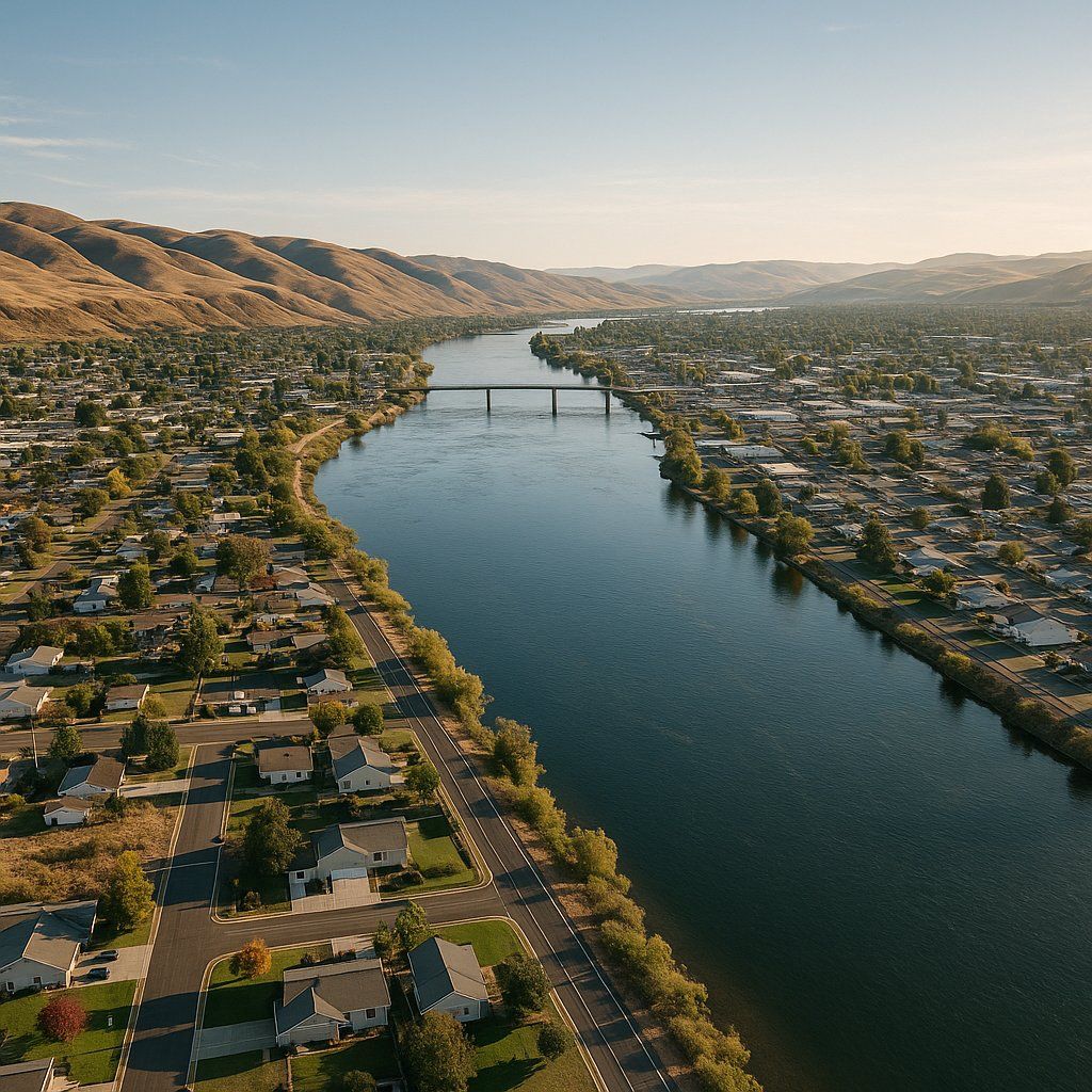 Clarkston, Washington Cruise Port - overhead view of the Clarkston itinerary stop located in the River Cruises - United States cruising region