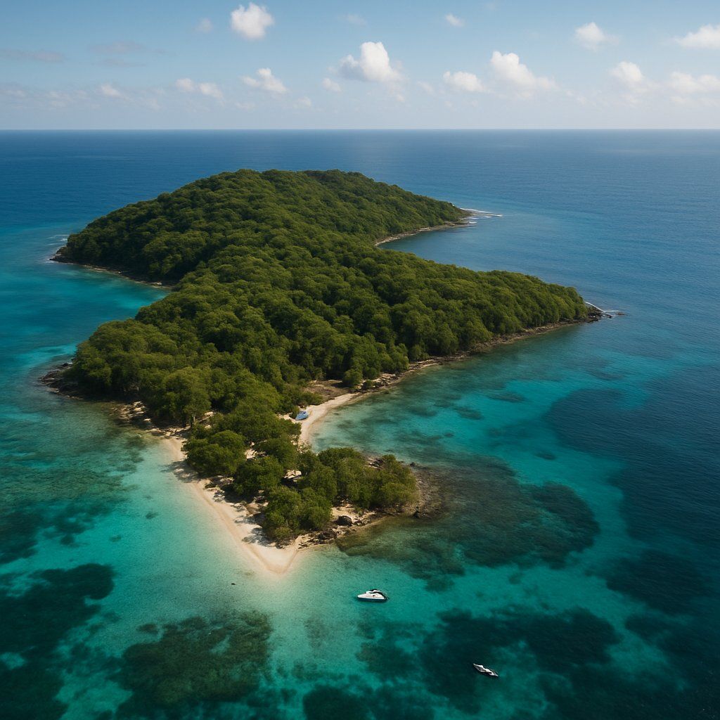 Cochino Island, Honduras Cruise Port - overhead view of the Cochino Island itinerary stop located in the Caribbean - Western cruising region