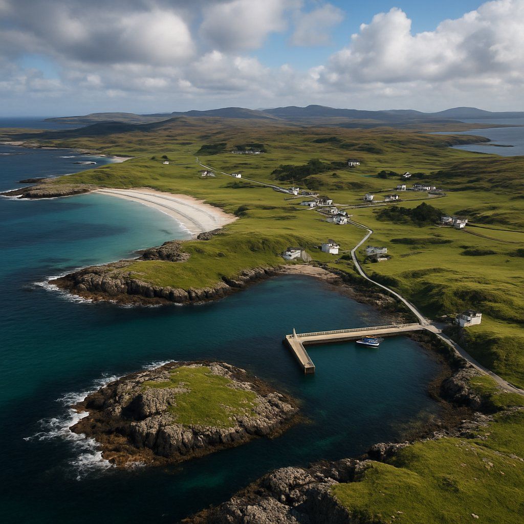 Colonsay Inner Hebrides United Kingdom Cruise Port - overhead view of the Colonsay itinerary stop located in the Europe - Western Europe cruising region