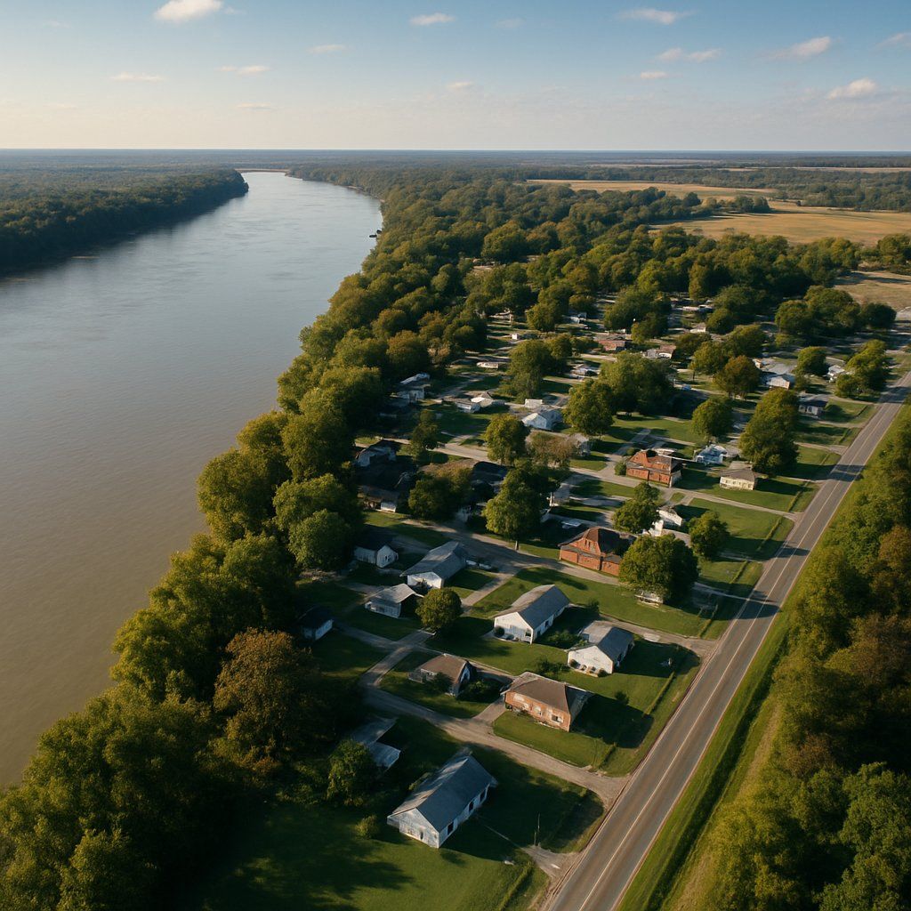 Columbus, Kentucky Cruise Port - overhead view of the Columbus itinerary stop located in the River Cruises - United States cruising region