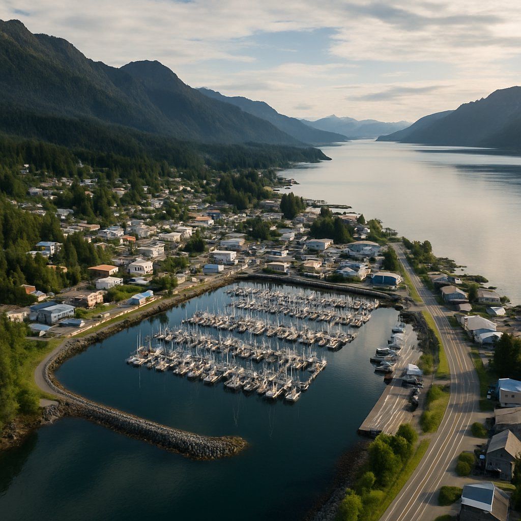 Cordova, Alaska Cruise Port - overhead view of the Cordova itinerary stop located in the Alaska cruising region