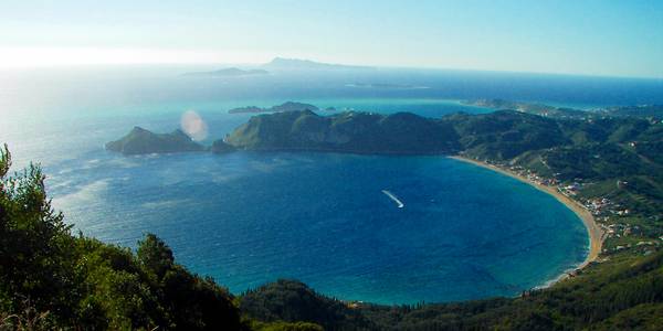 Corfu, Greece Cruise Port - overhead view of the Corfu itinerary stop located in the Europe - Eastern Europe cruising region