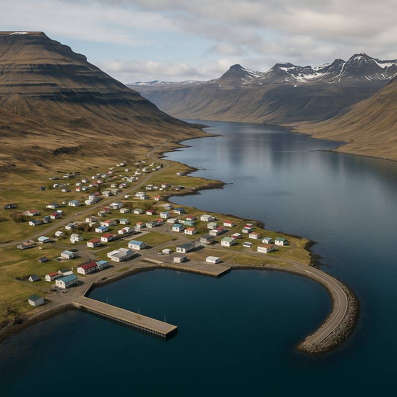 Cruise Berufjordur Cruise Port - overhead view of the Berufjordur itinerary stop located in the Europe - Northern Europe cruising region