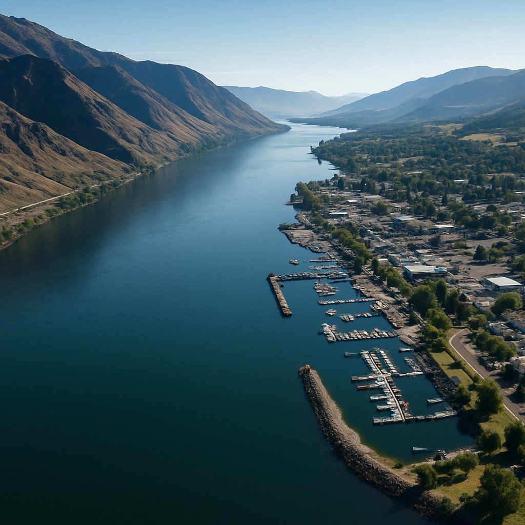 Cruise Columbia River Cruise Port - overhead view of the Columbia River itinerary stop located in the River Cruises - United States cruising region