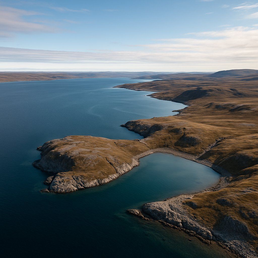Cruise Dease Strait Cruise Port - overhead view of the Dease Strait itinerary stop located in the Canada, New England, New York cruising region