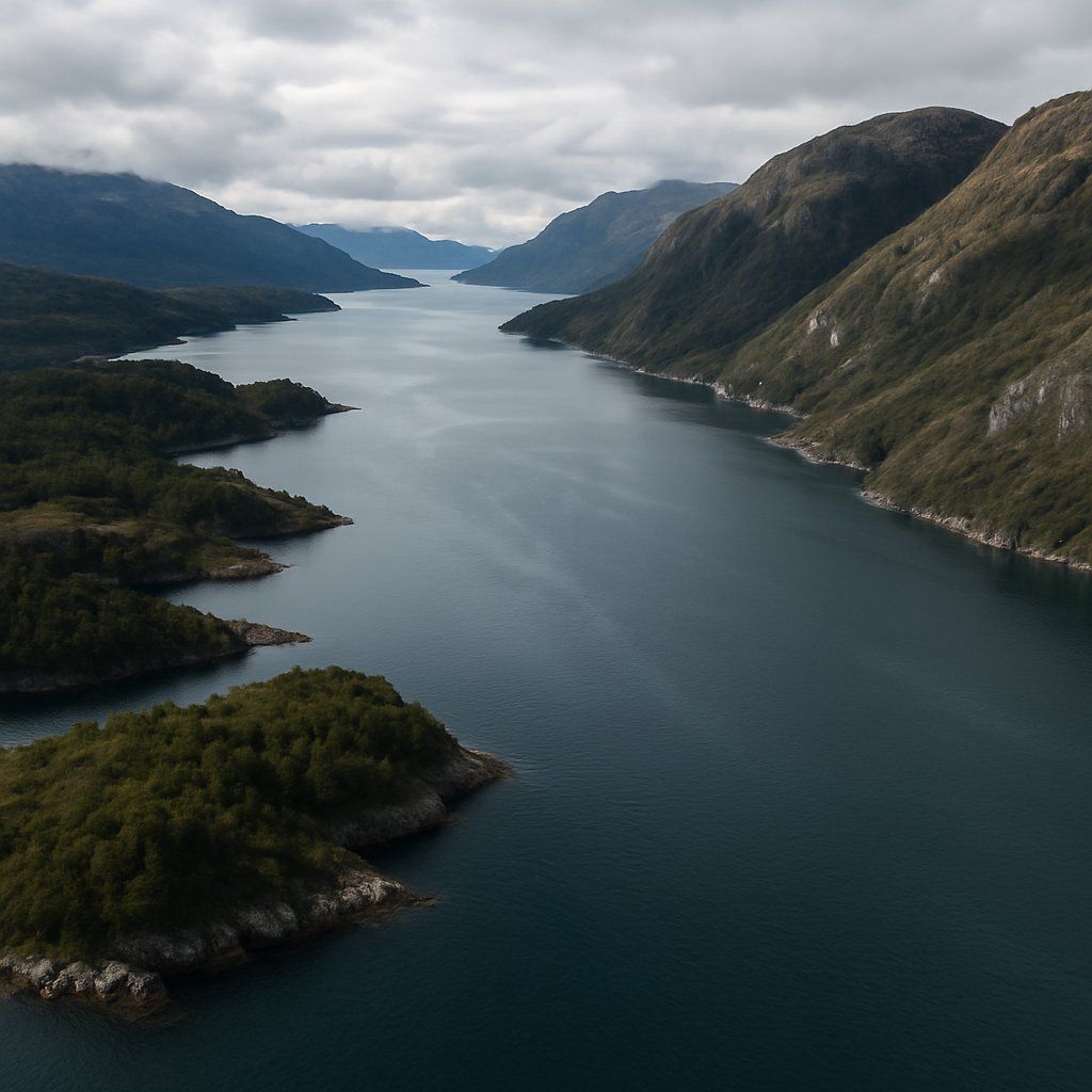 Cruise English Narrows, Chile Cruise Port - overhead view of the English Narrows itinerary stop located in the South America cruising region