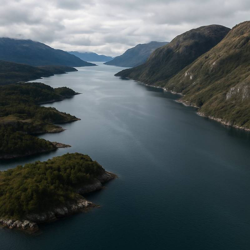 Cruise English Narrows, Chile Cruise Port - overhead view of the English Narrows itinerary stop located in the South America cruising region