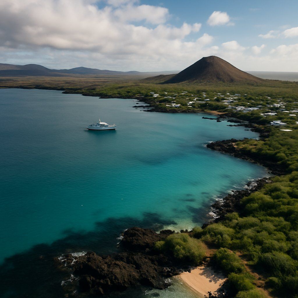 Cruise/explore Galapagos Islands, Ecuador Cruise Port - overhead view of the Galapagos Islnds itinerary stop located in the Galapagos cruising region