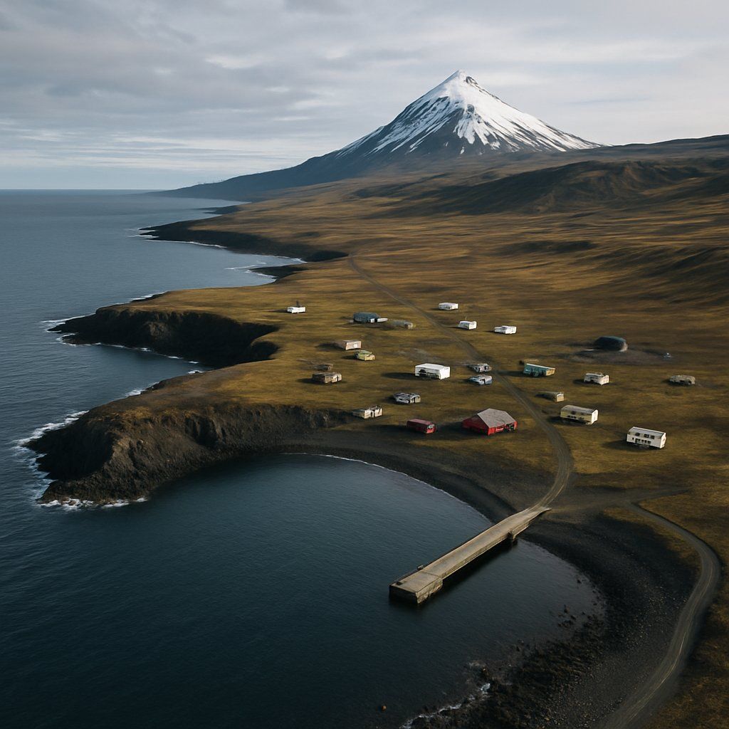 Cruise/explore Jan Mayen Island Cruise Port - overhead view of the Jan Mayen itinerary stop located in the Europe - Northern Europe cruising region