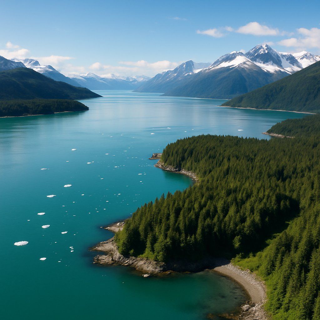 Cruise Icy Bay, Alaska Cruise Port - overhead view of the Icy Bay itinerary stop located in the Alaska cruising region