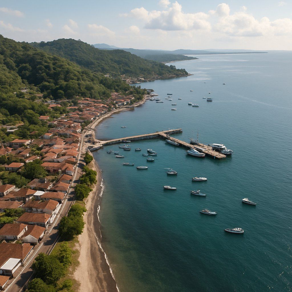 Cruise Java Sea Cruise Port - overhead view of the Java Sea itinerary stop located in the South Pacific cruising region