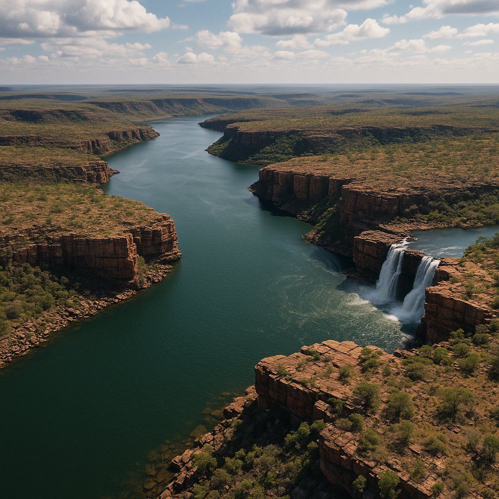 Cruise King George River & Falls Cruise Port - overhead view of the King George Rvr itinerary stop located in the South Pacific - Australia cruising region