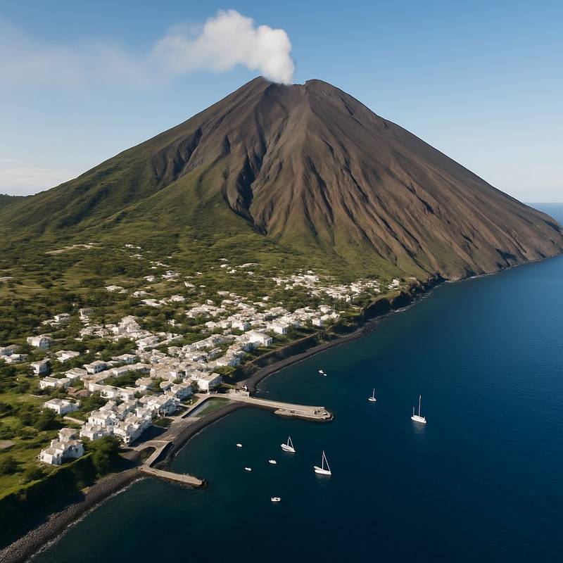 Cruise Stromboli Volcano Cruise Port - overhead view of the Stromboli Volcan itinerary stop located in the Europe - Mediterranean cruising region