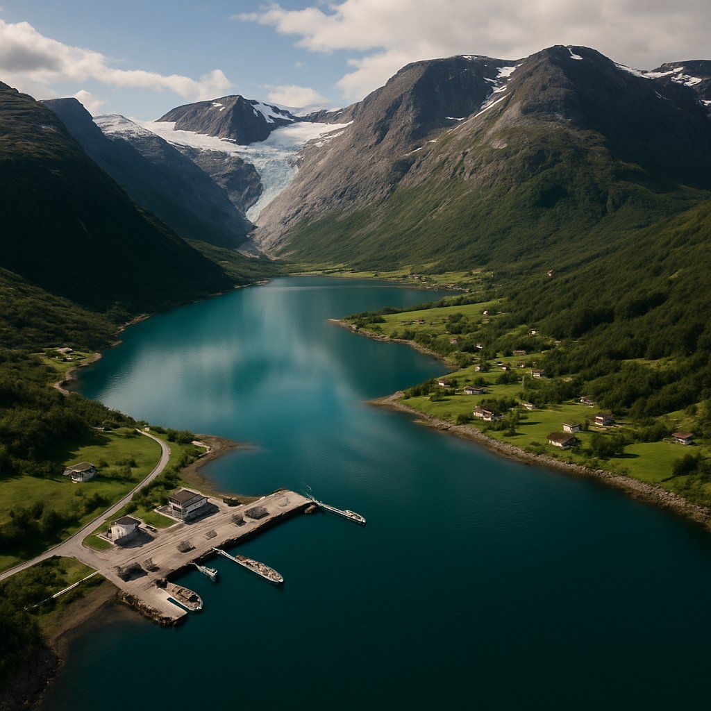 Cruise Svartisen Glacier, Norway Cruise Port - overhead view of the Svartisen Glacr itinerary stop located in the Europe - Northern Europe cruising region