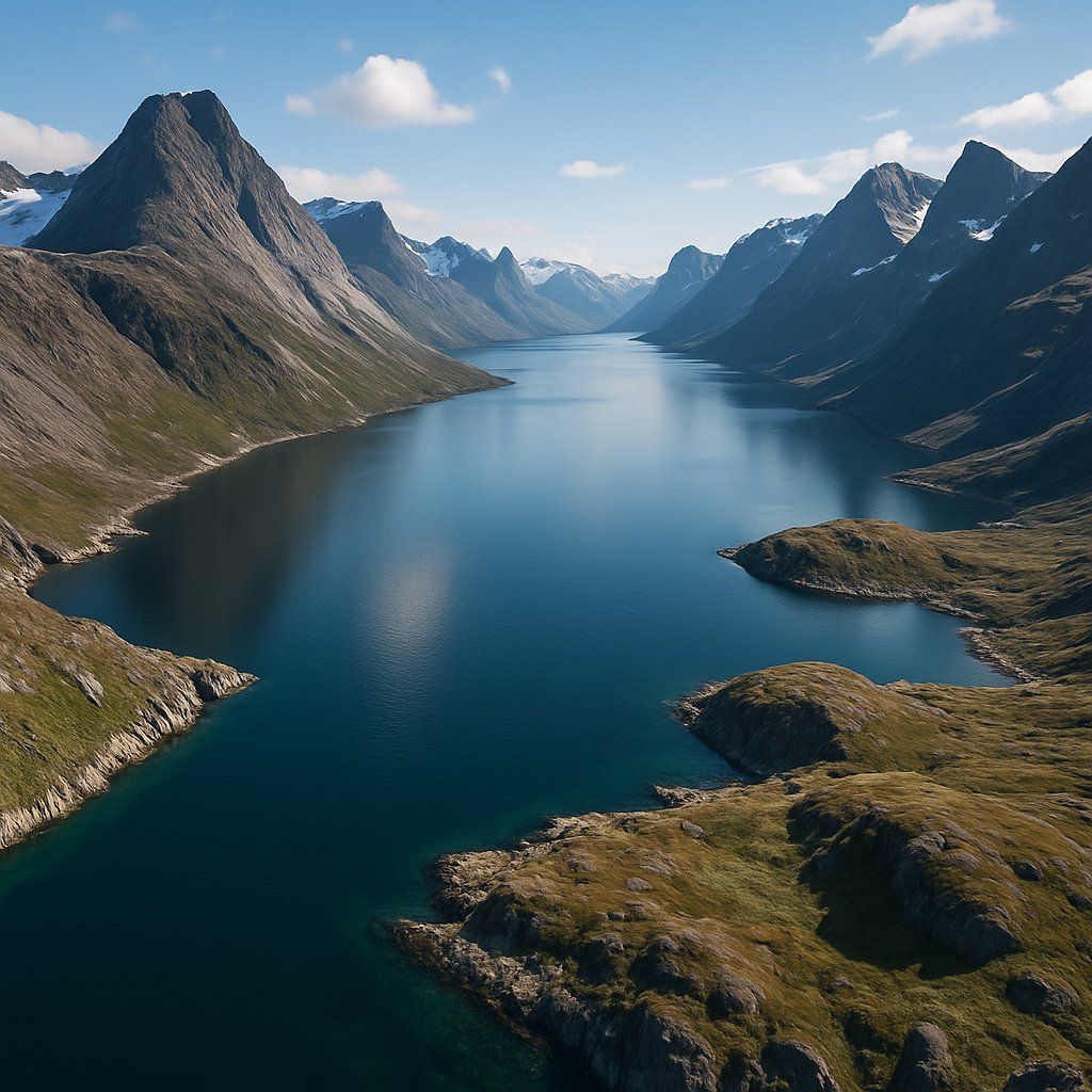Cruise Tasermiut Fjord Greenland Cruise Port - overhead view of the Tasermiut Fjord itinerary stop located in the Polar Regions cruising region