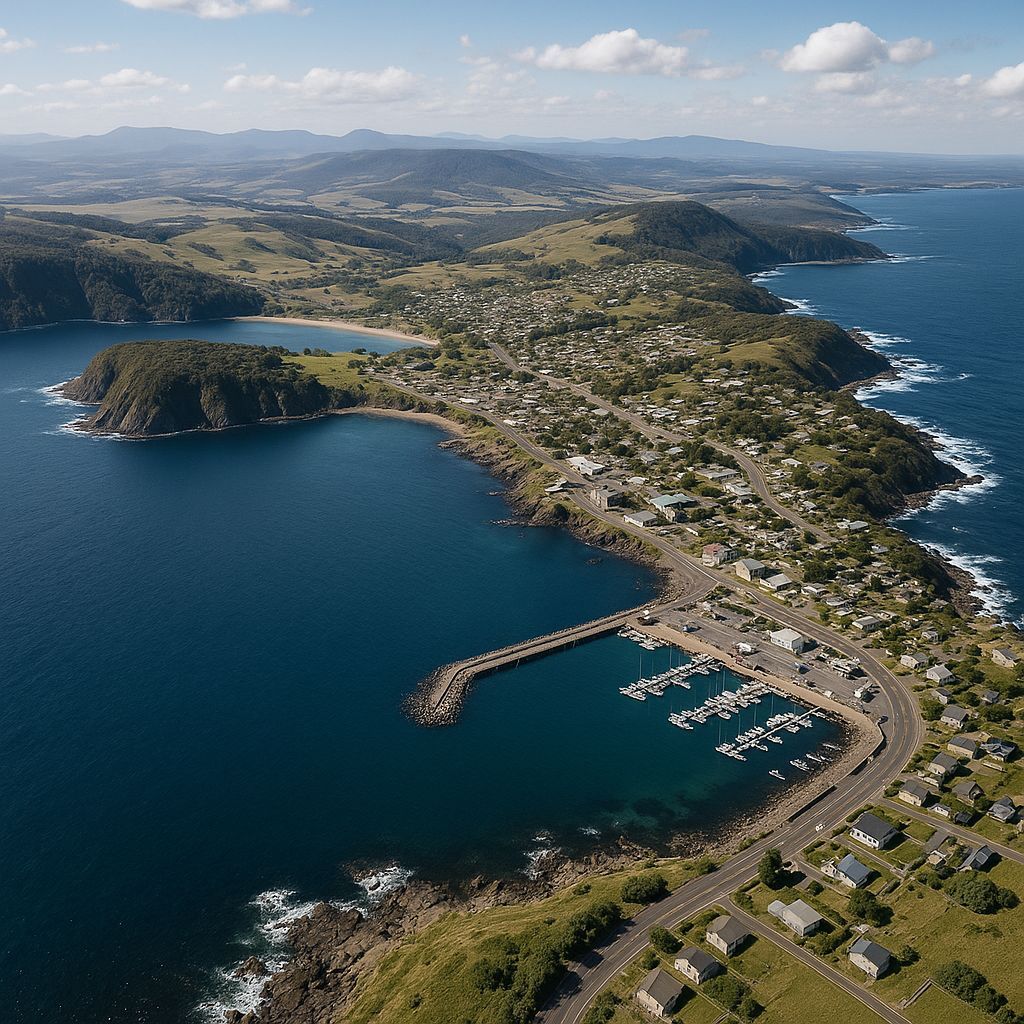 Cruise Tasman Sea Cruise Port - overhead view of the Tasman Sea itinerary stop located in the South Pacific - Australia cruising region
