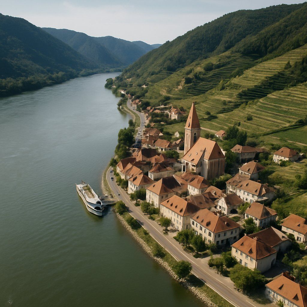Cruise The Wachau Valley Cruise Port - overhead view of the Wachau Valley itinerary stop located in the Europe - Western Europe cruising region