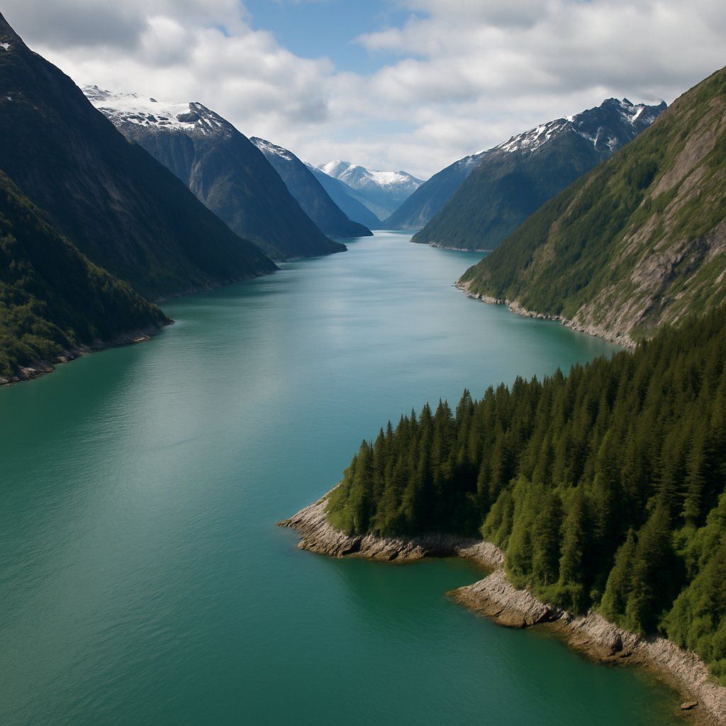 Cruise Tracy Arm & Endicot Arm Cruise Port - overhead view of the Tracy Arm itinerary stop located in the Alaska cruising region