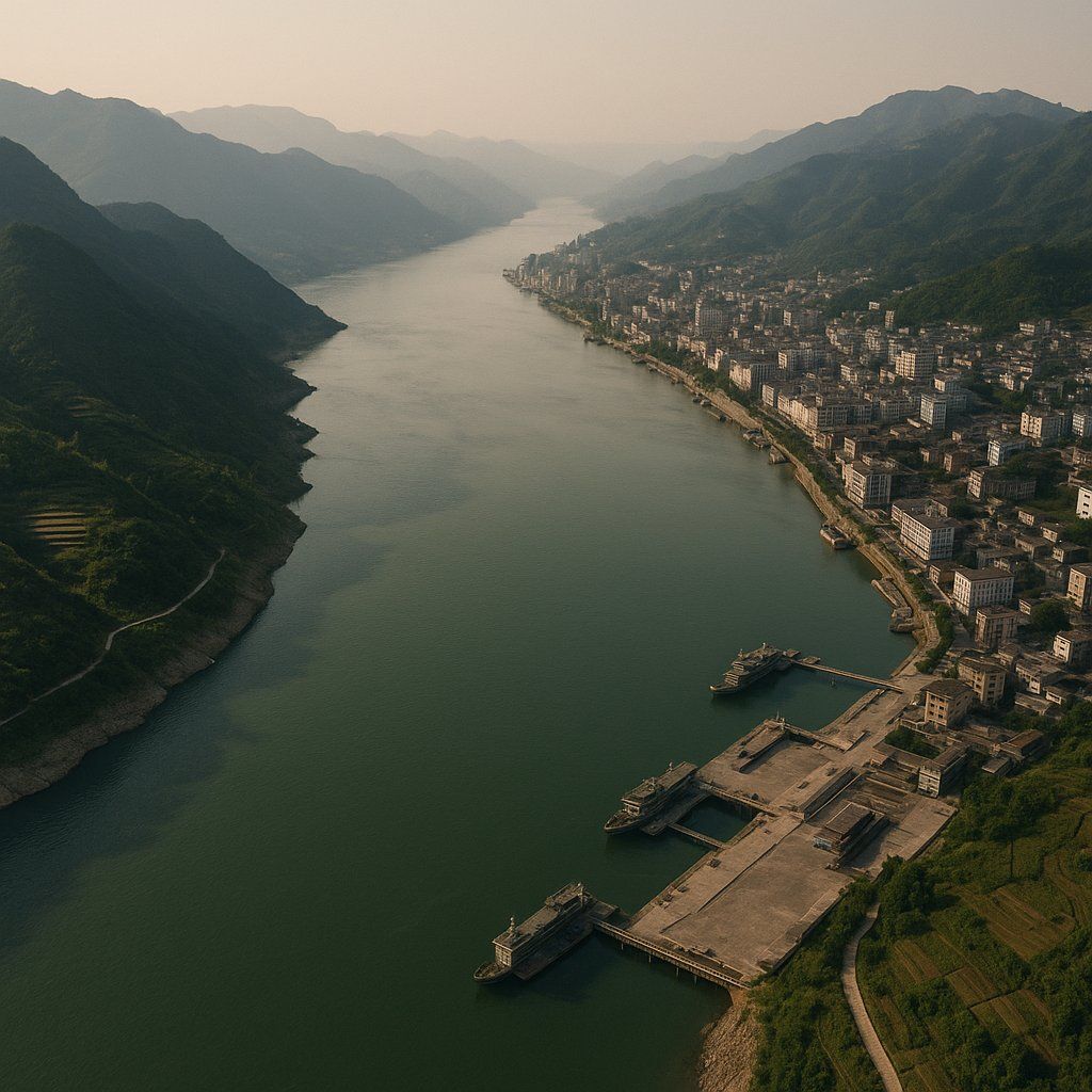 Cruise Yangtze River Cruise Port - overhead view of the Yangtze River itinerary stop located in the Other (Asia/Africa/Middle East) cruising region