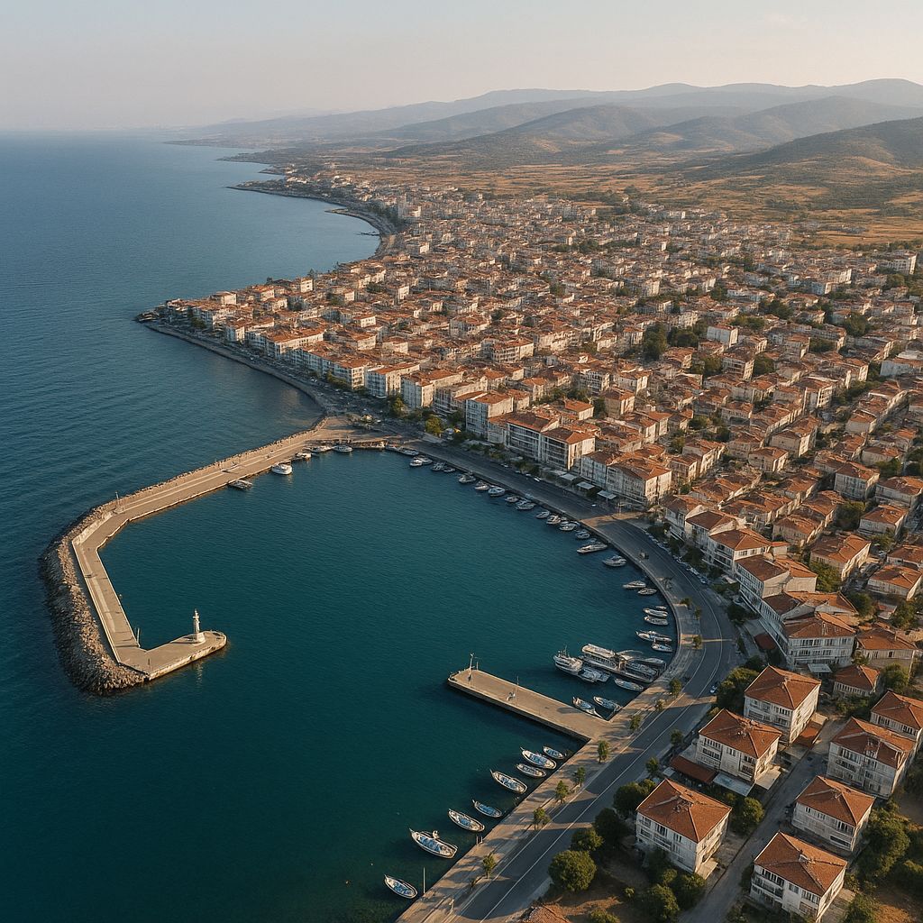 Dikili, Turkey Cruise Port - overhead view of the Dikili itinerary stop located in the Europe - Eastern Europe cruising region
