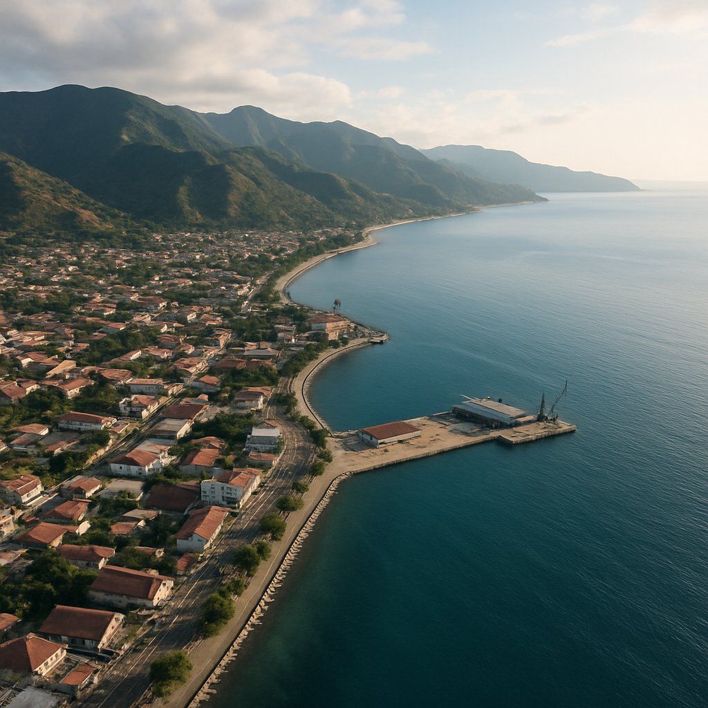 Dili, Timor-Leste (east Timor) Cruise Port - overhead view of the Dili itinerary stop located in the South Pacific cruising region