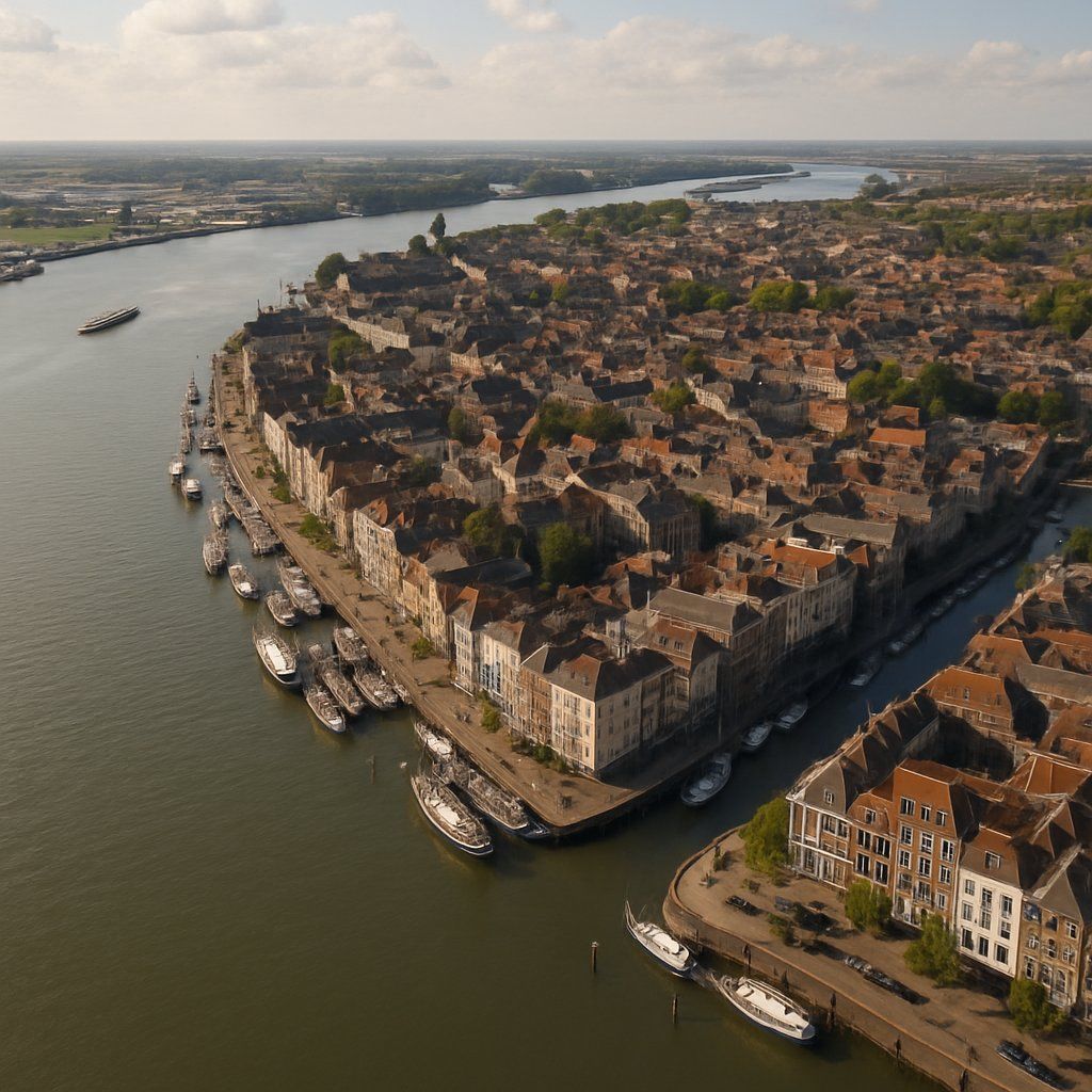 Dorcrechet Cruise Port - overhead view of the Dorcrechet itinerary stop located in the Europe - Western Europe cruising region