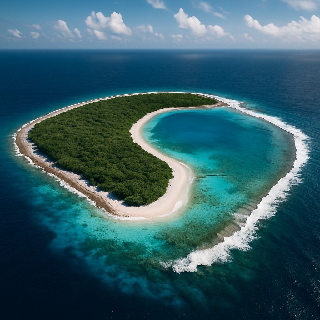 Ducie Island Cruise Port - overhead view of the Ducie Island itinerary stop located in the South Pacific cruising region