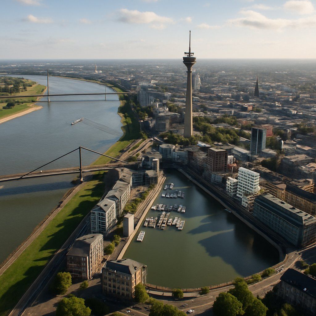 Dusseldorf, Germany Cruise Port - overhead view of the Dusseldorf itinerary stop located in the Europe - Western Europe cruising region