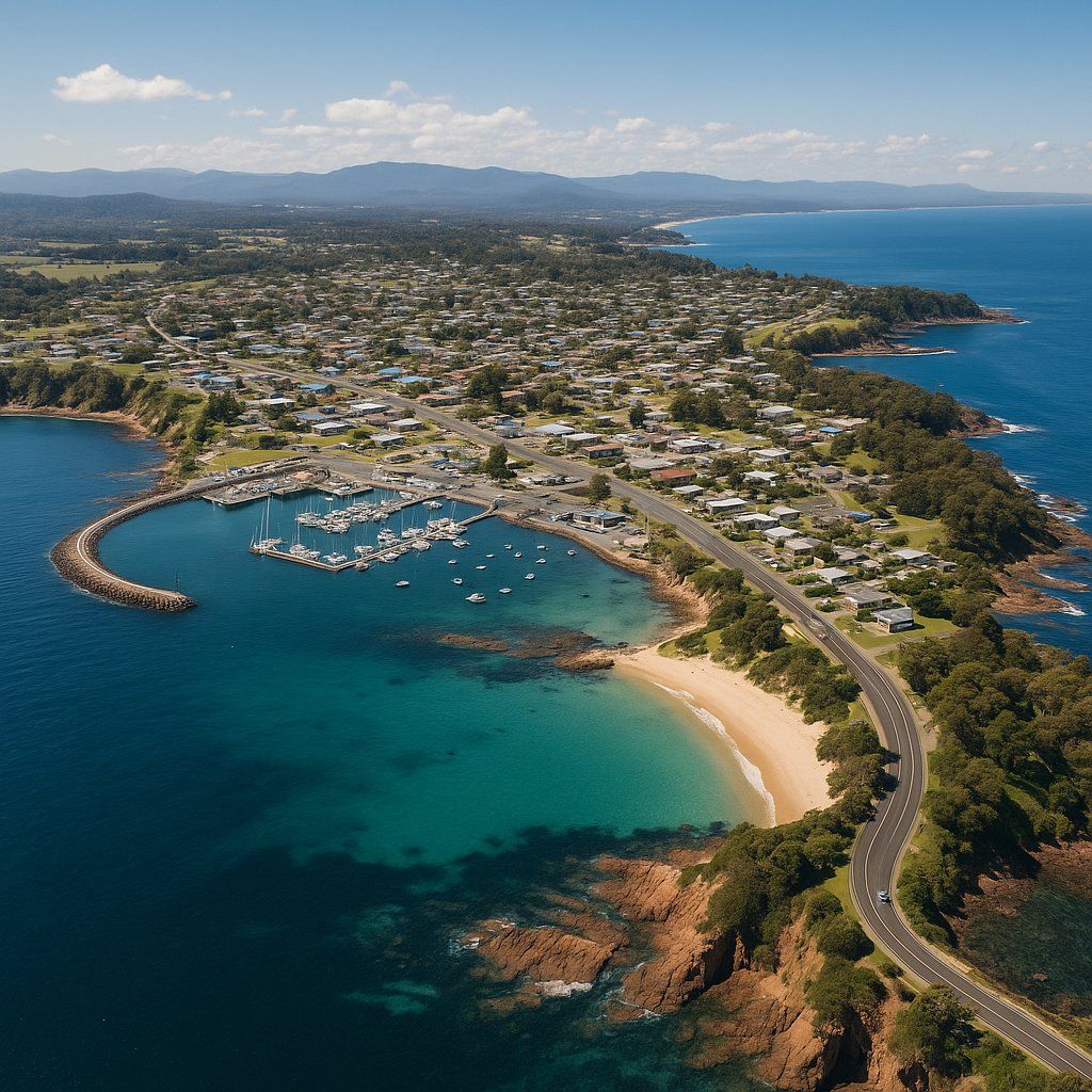 Eden, Australia Cruise Port - overhead view of the Eden itinerary stop located in the South Pacific - Australia cruising region
