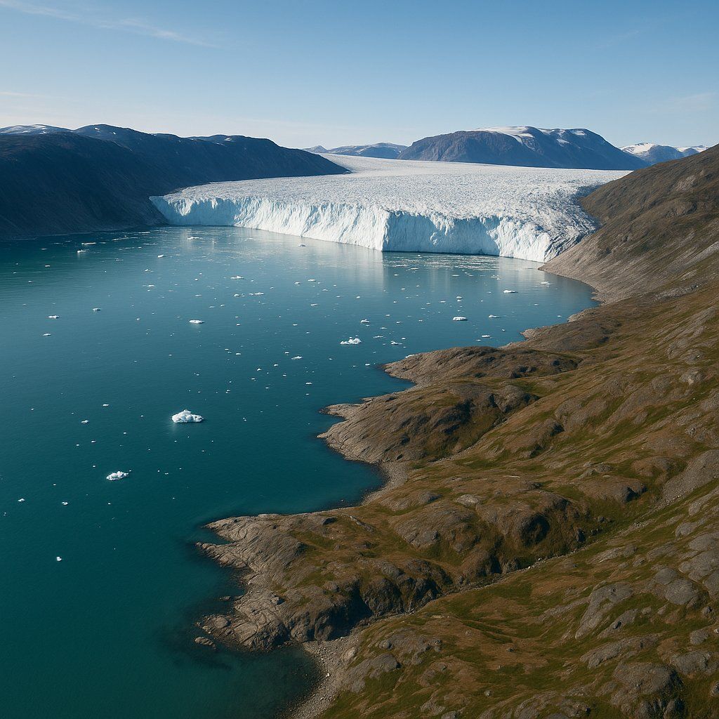 Eqi Glacier, Greenland Cruise Port - overhead view of the Eqi Glacier itinerary stop located in the Polar Regions cruising region