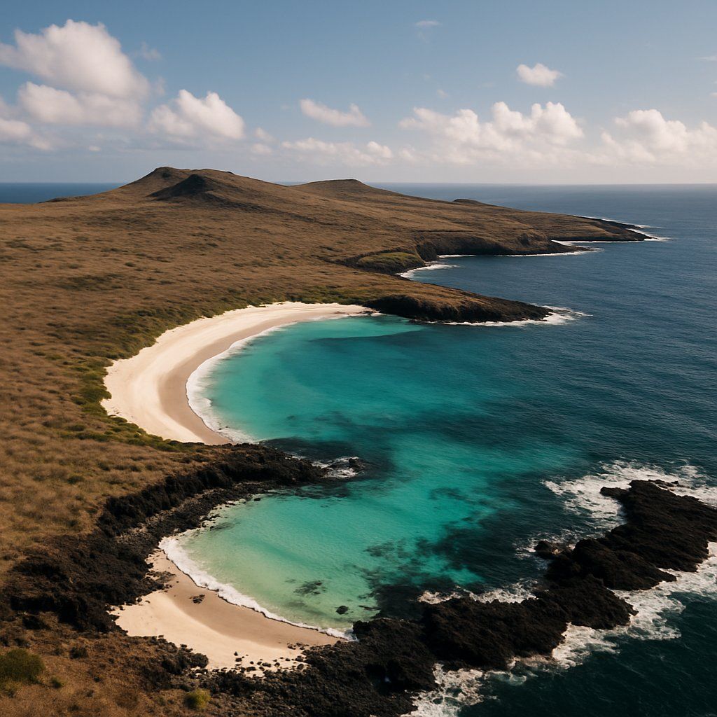 Espanola Island, Galapagos Cruise Port - overhead view of the Espanola Island itinerary stop located in the Galapagos cruising region