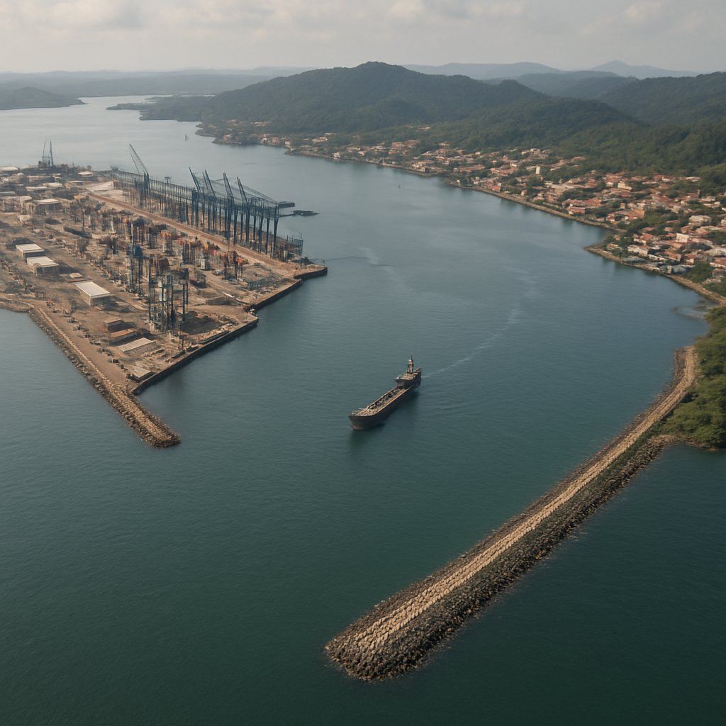 Exit Panama Canal Cruise Port - overhead view of the Panama Canal itinerary stop located in the Central America, Panama Canal cruising region