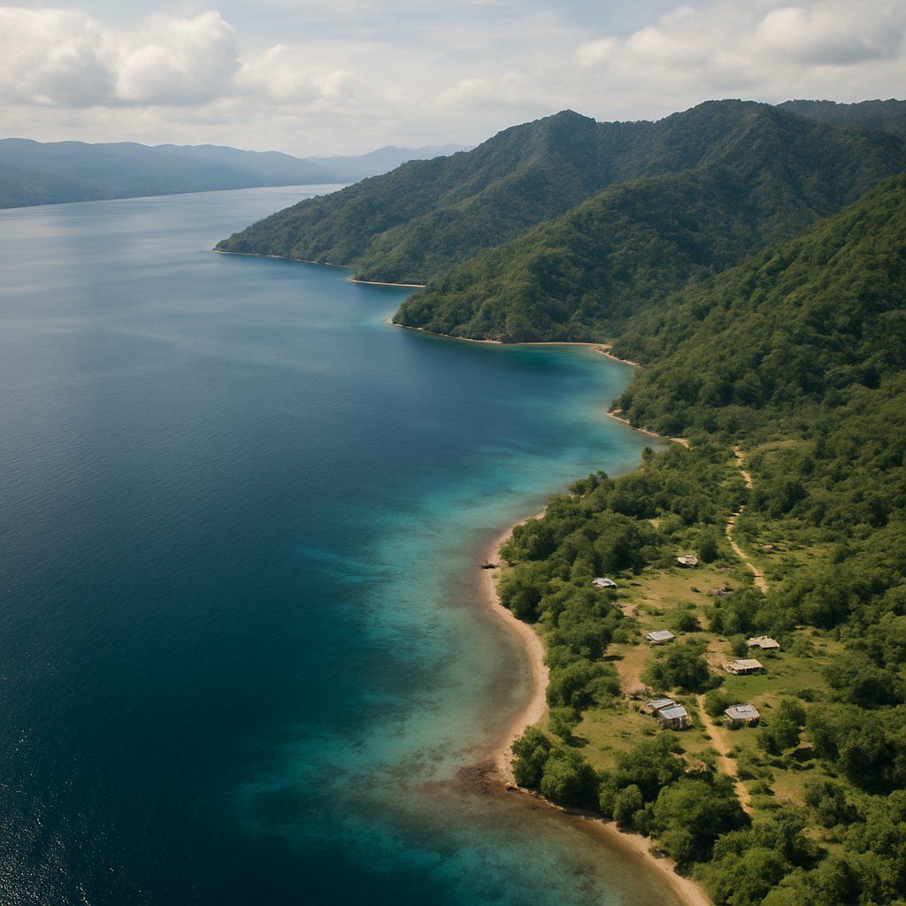 Fergusson Island, Papua New Guinea Cruise Port - overhead view of the Fergusson Isl itinerary stop located in the South Pacific - Australia cruising region