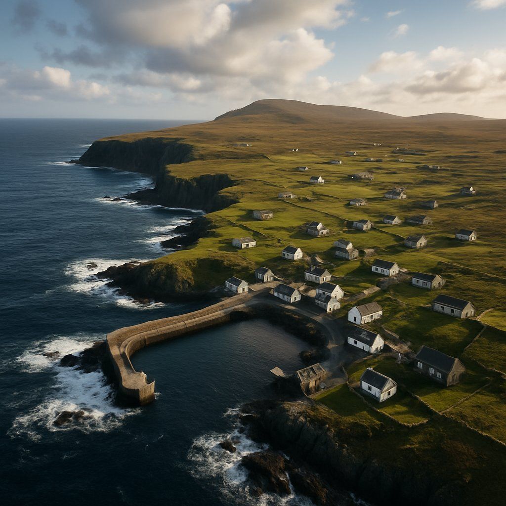 Foula Shetland Islands Scotland Cruise Port - overhead view of the Foula itinerary stop located in the Europe - Western Europe cruising region