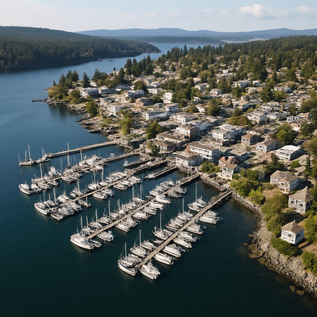 Friday Harbor, San Juan Island, Washington Cruise Port - overhead view of the Friday Harbor itinerary stop located in the U.S. - Pacific, Northwest cruising region
