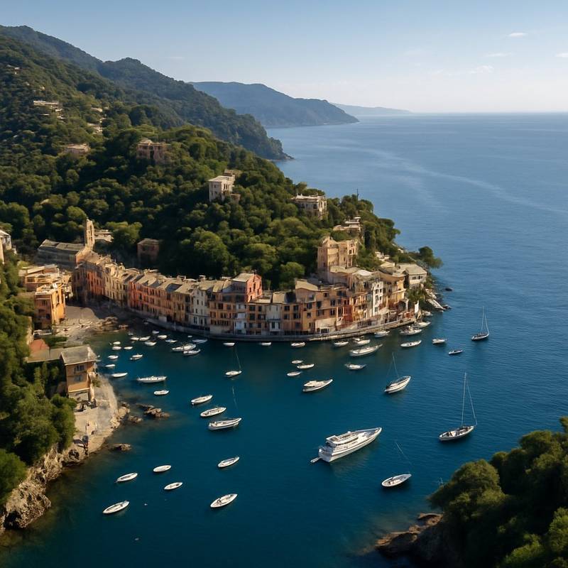 Genoa Portofino Italy Cruise Port - overhead view of the Genoa Portofino itinerary stop located in the Europe - Mediterranean cruising region