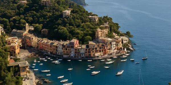 Genoa Portofino Italy Cruise Port - overhead view of the Genoa Portofino itinerary stop located in the Europe - Mediterranean cruising region