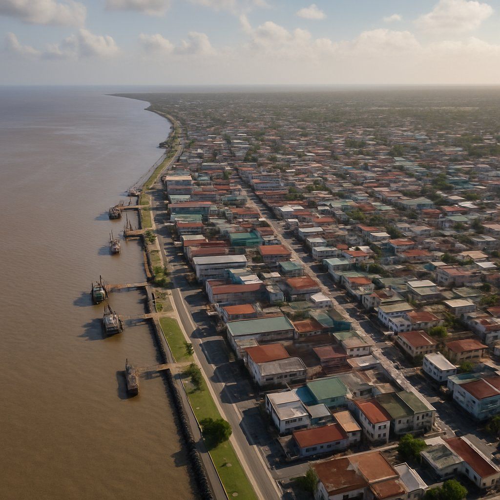 Georgetown, Guyana Cruise Port - overhead view of the Georgetown itinerary stop located in the South America cruising region