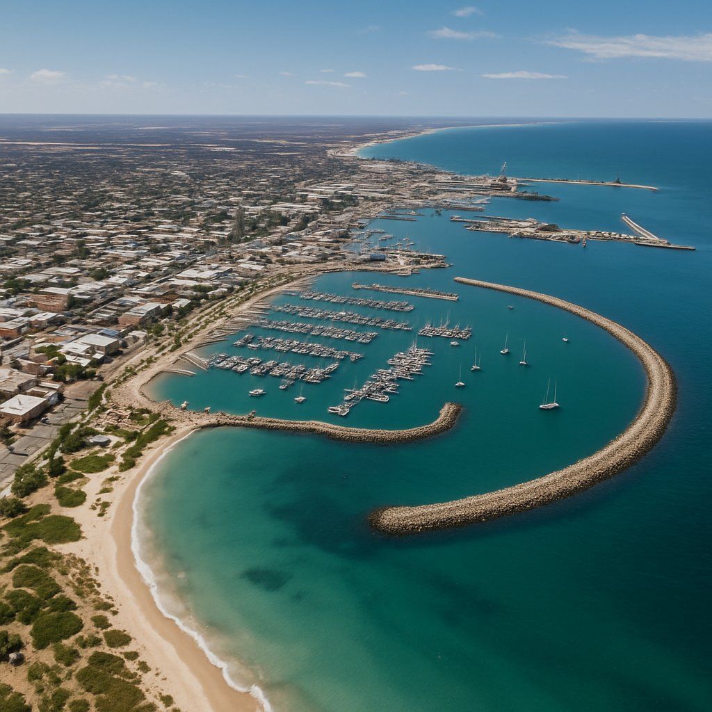 Geraldton, Australia Cruise Port - overhead view of the Geraldton itinerary stop located in the South Pacific - Australia cruising region