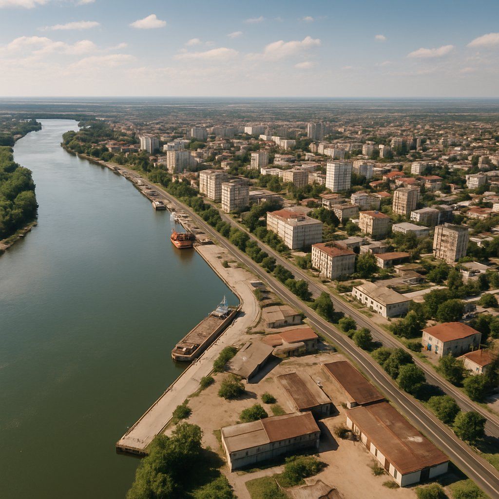 Giurgiu, Romania Cruise Port - overhead view of the Giurgiu itinerary stop located in the Europe - Eastern Europe cruising region