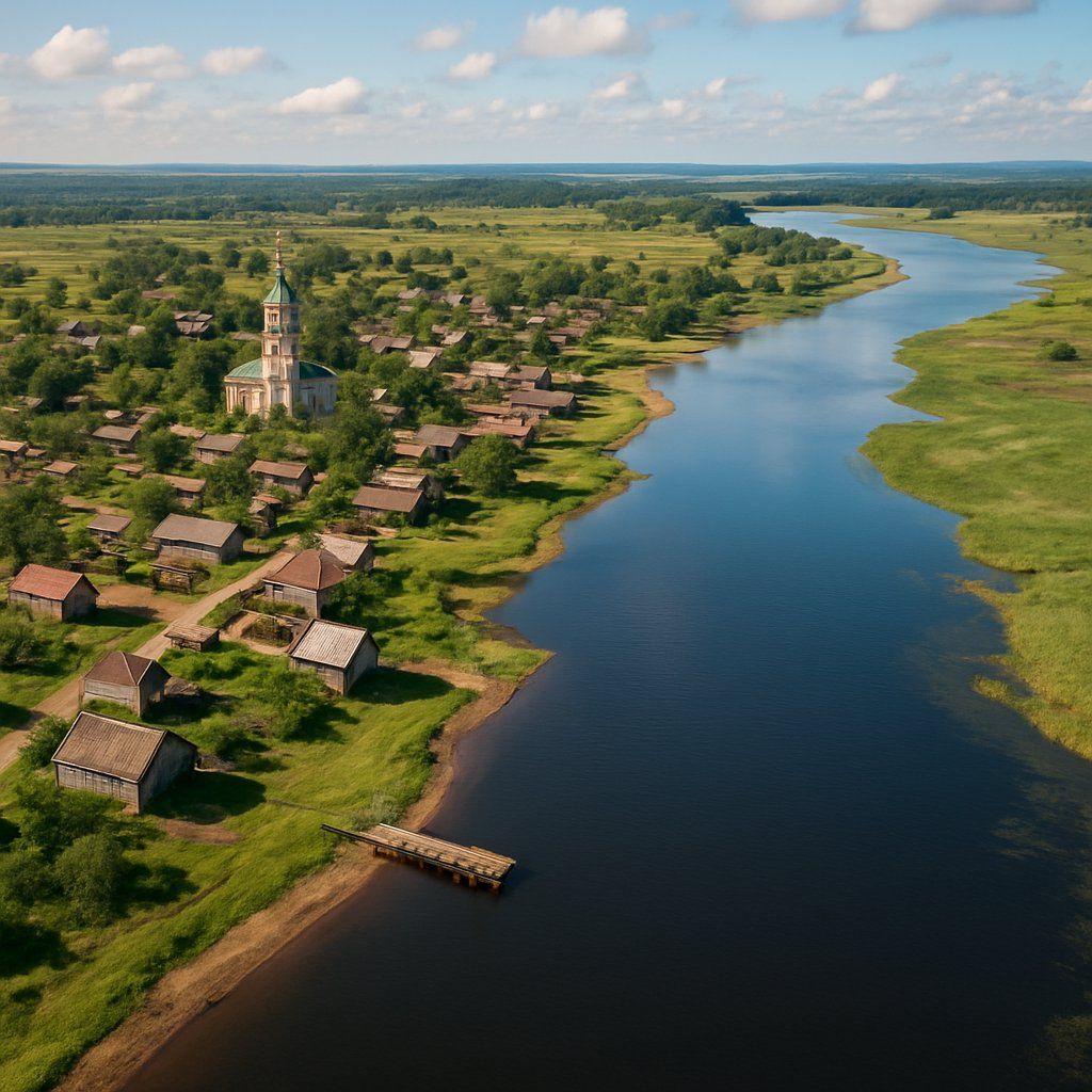 Goritsy, Russian Federaton Cruise Port - overhead view of the Goritsy itinerary stop located in the Europe - Northern Europe cruising region