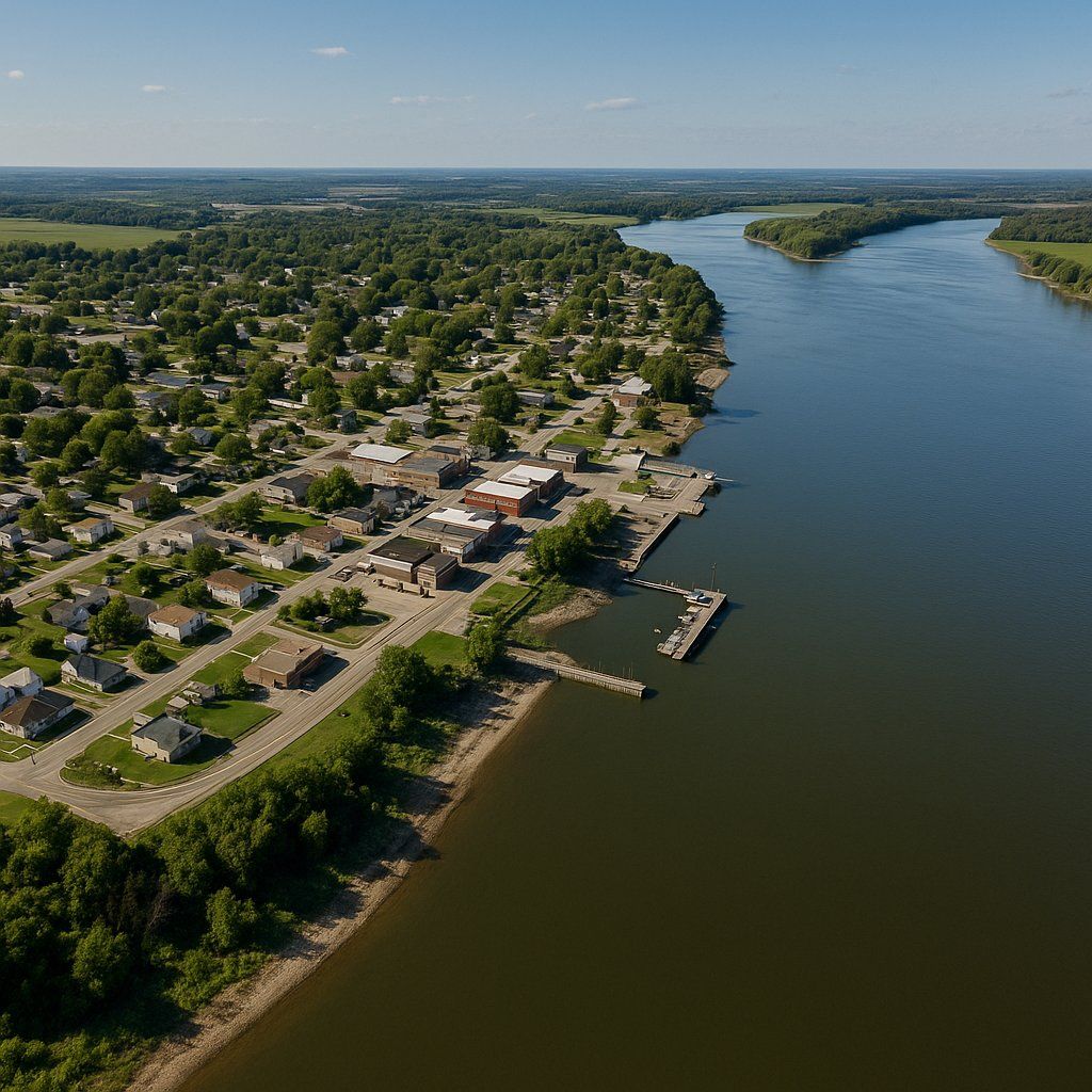 Grafton, Illinois Cruise Port - overhead view of the Grafton itinerary stop located in the River Cruises - United States cruising region