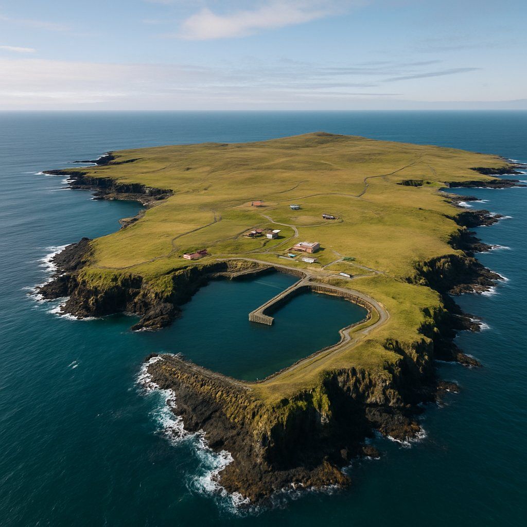 Grimsey Island, Iceland Cruise Port - overhead view of the Grimsey Island itinerary stop located in the Polar Regions cruising region